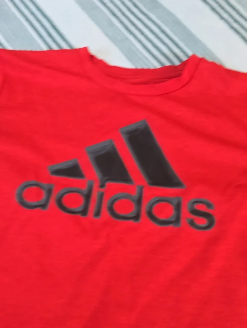 adidas Red Boys Size 8 Tee with Black Logo - Kids Short Sleeve